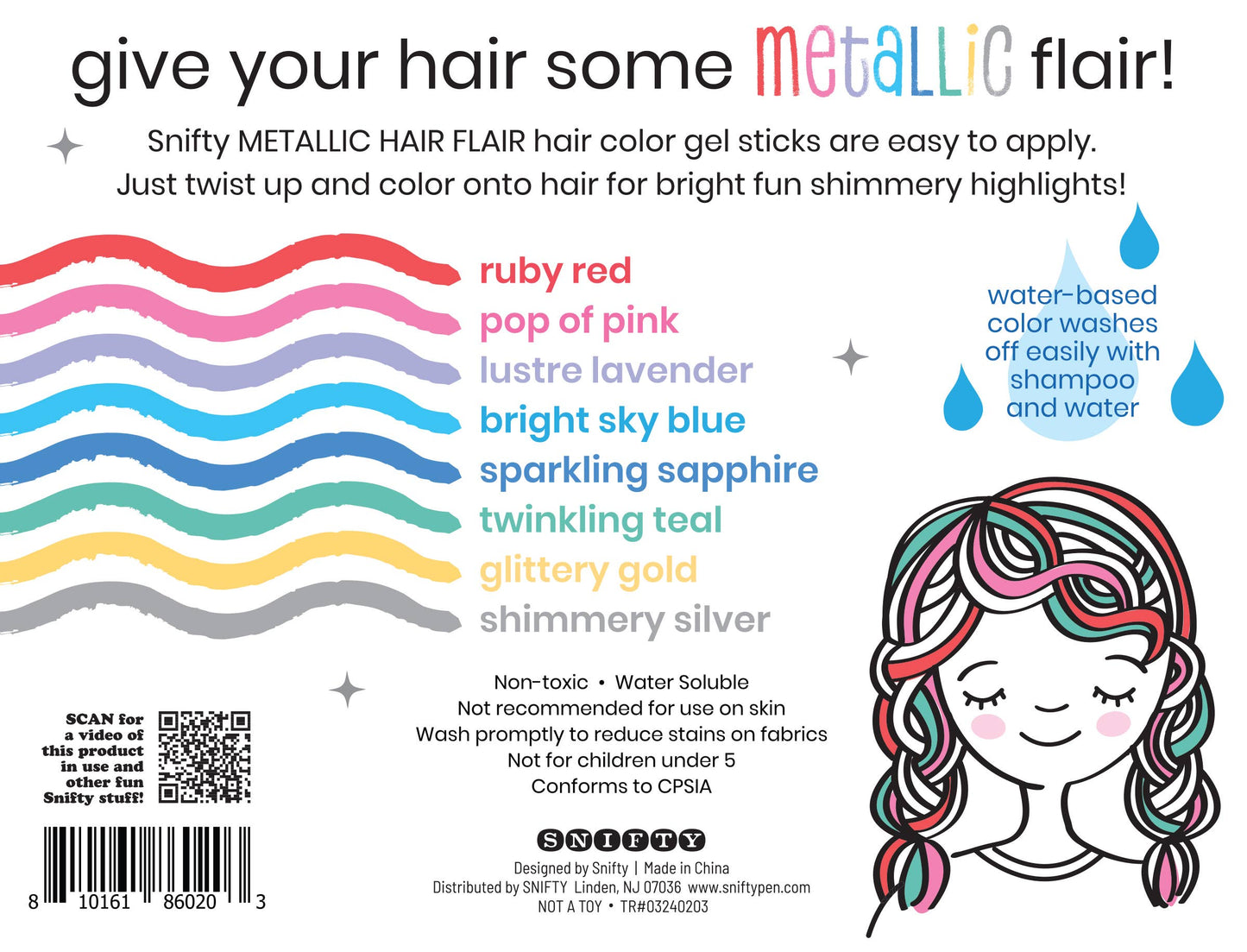 Hair Flair Metallic Shimmery Hair Color Gel Sticks