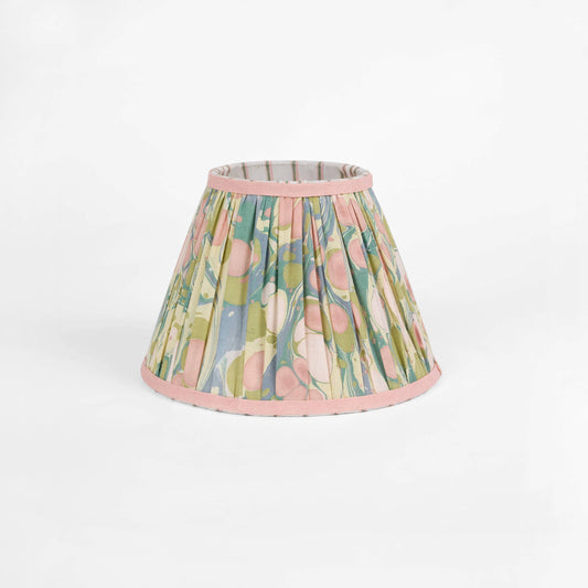 MARBLED FABRIC PLEATED LAMPSHADE - MOSS BUBBLE