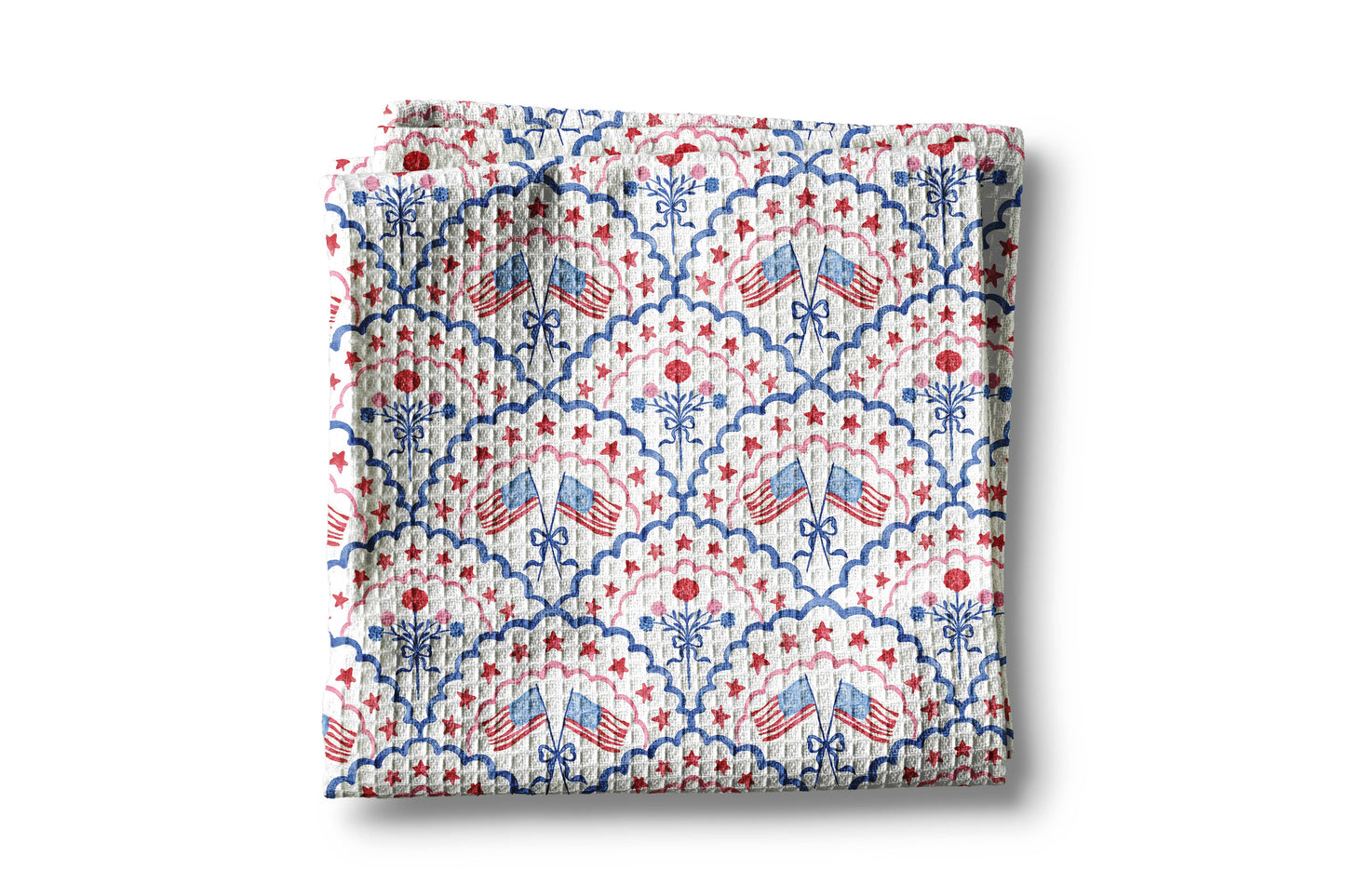 Red White Blue Flag Kitchen Towel Waffle