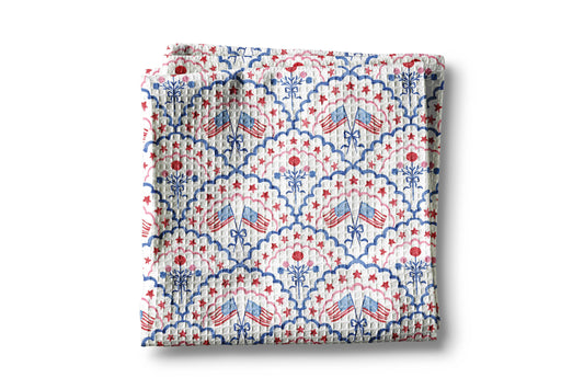 Red White Blue Flag Kitchen Towel Waffle