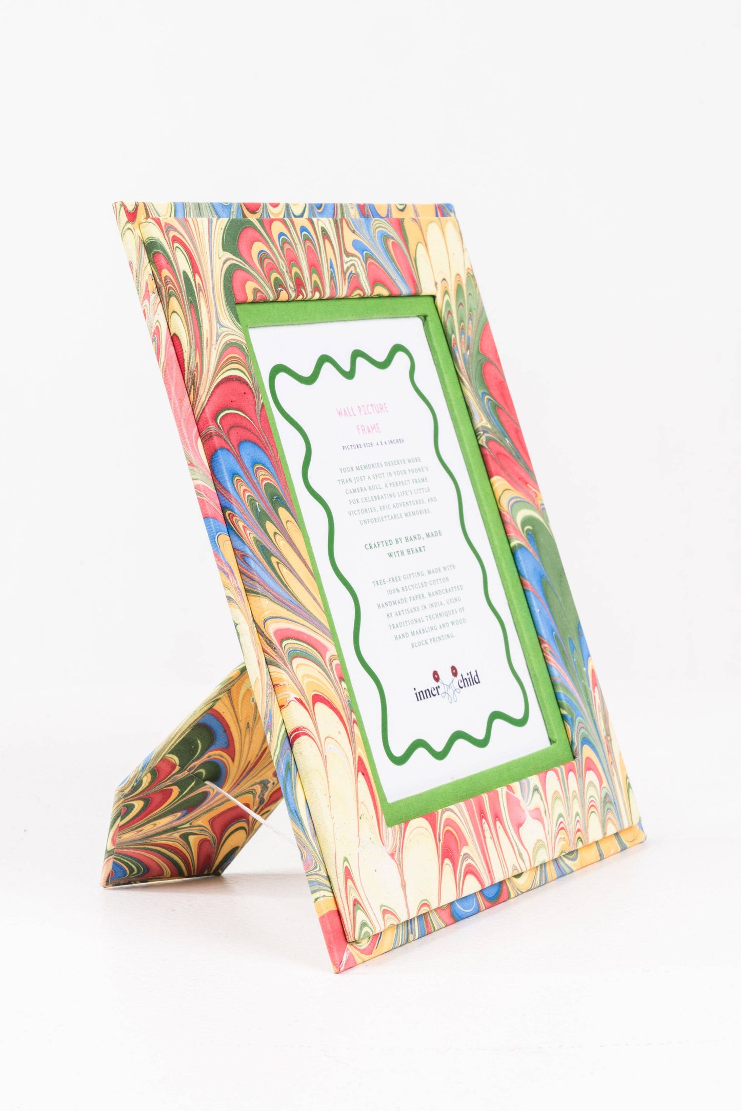 Hand-Marbled Picture Frame in Multicolor