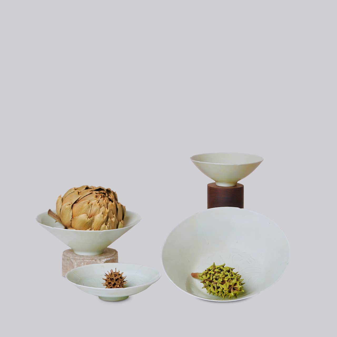 Celadon Porcelain Small Peony Dish