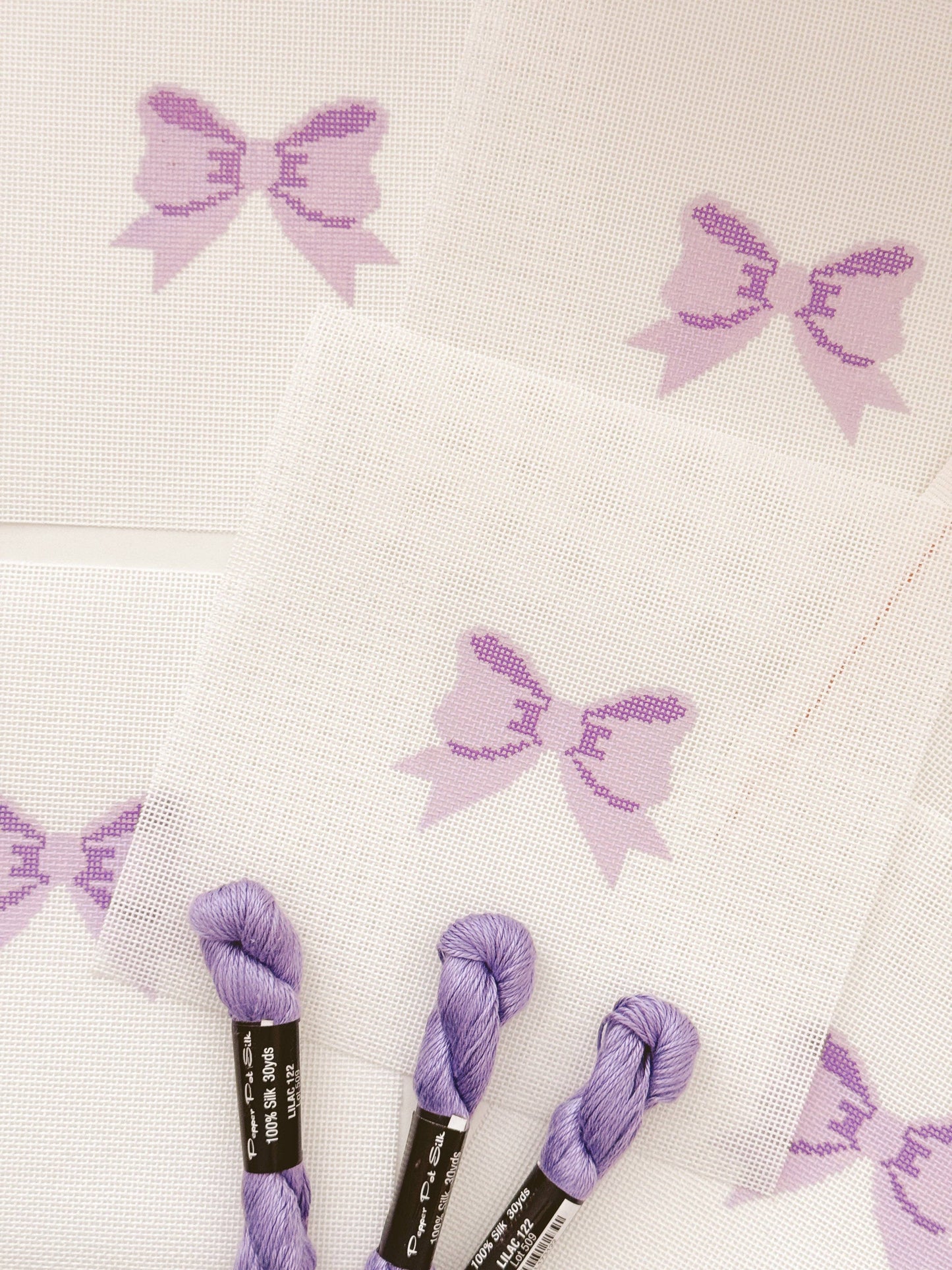 Purple Bow Coquette Needlepoint Canvas, 18 Mesh, 2"x3” Bow