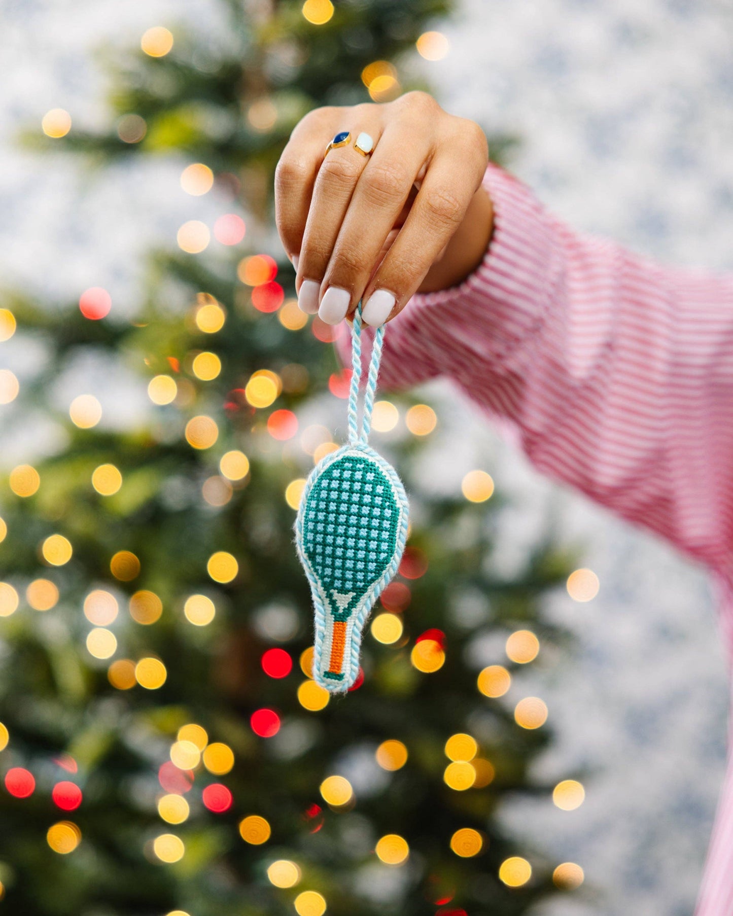 Tennis Racket Needlepoint Ornament