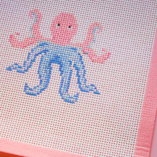 Glitter Octopus Hand Painted Needlepoint Canvas