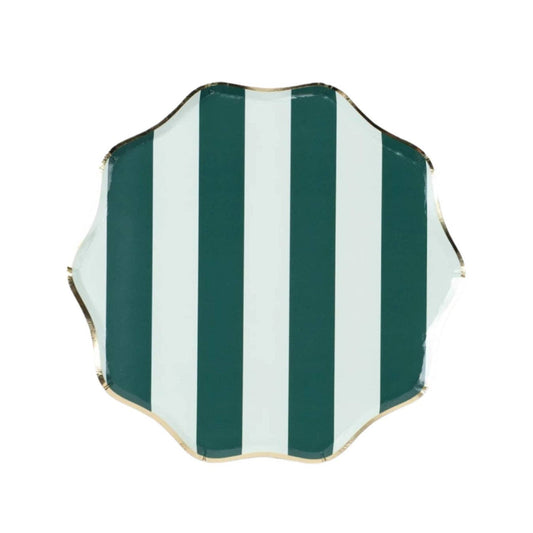 Green Holiday Stripes Dinner Plates