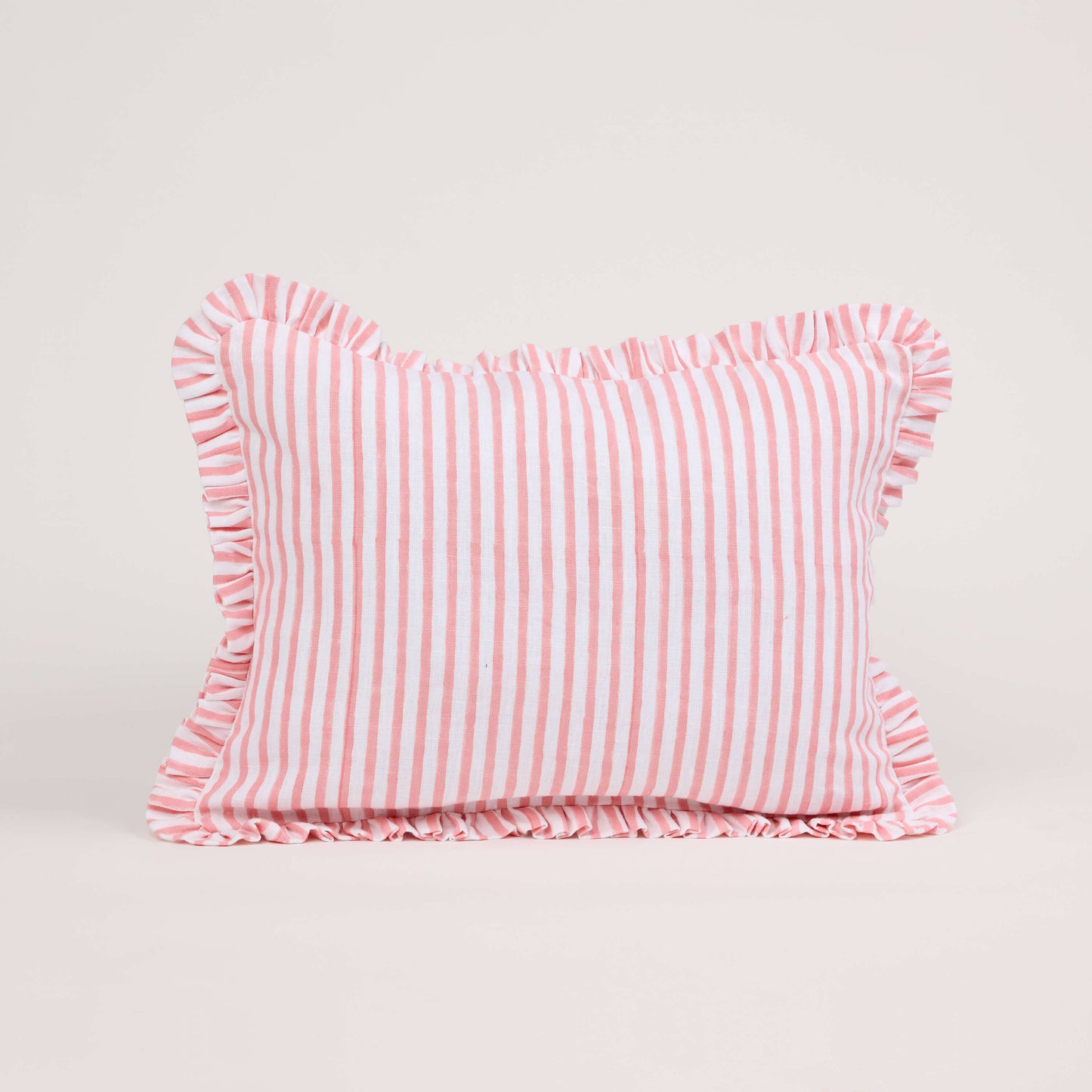 BLOCK PRINTED RUFFLE PILLOW-  BENGAL STRIPE