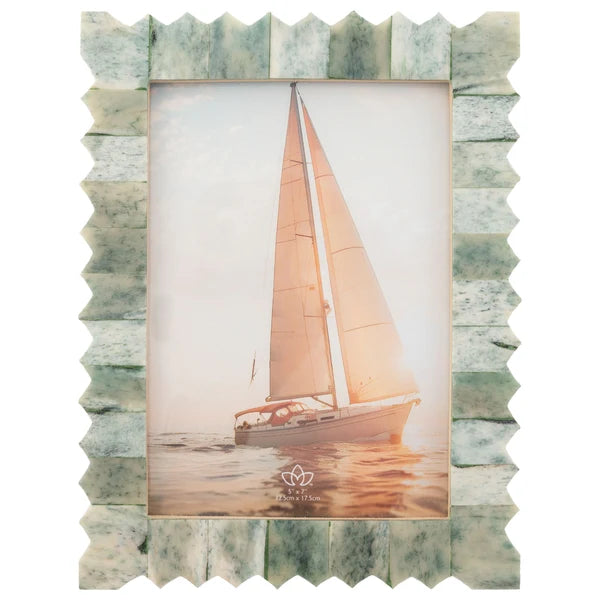 Carved Edge Rectangle Natural Bone 5X7 Picture Frame