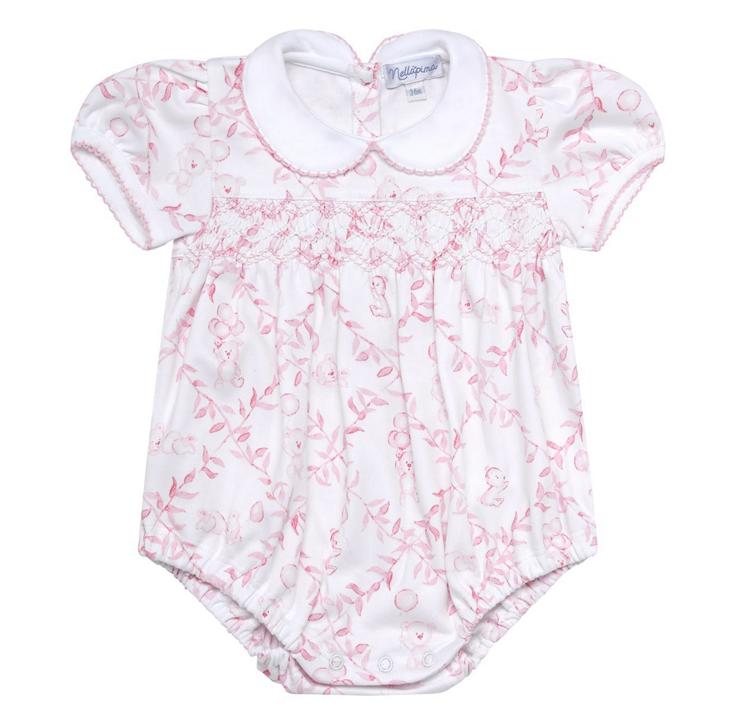 Pink Bears Trellace Smocked Bubble