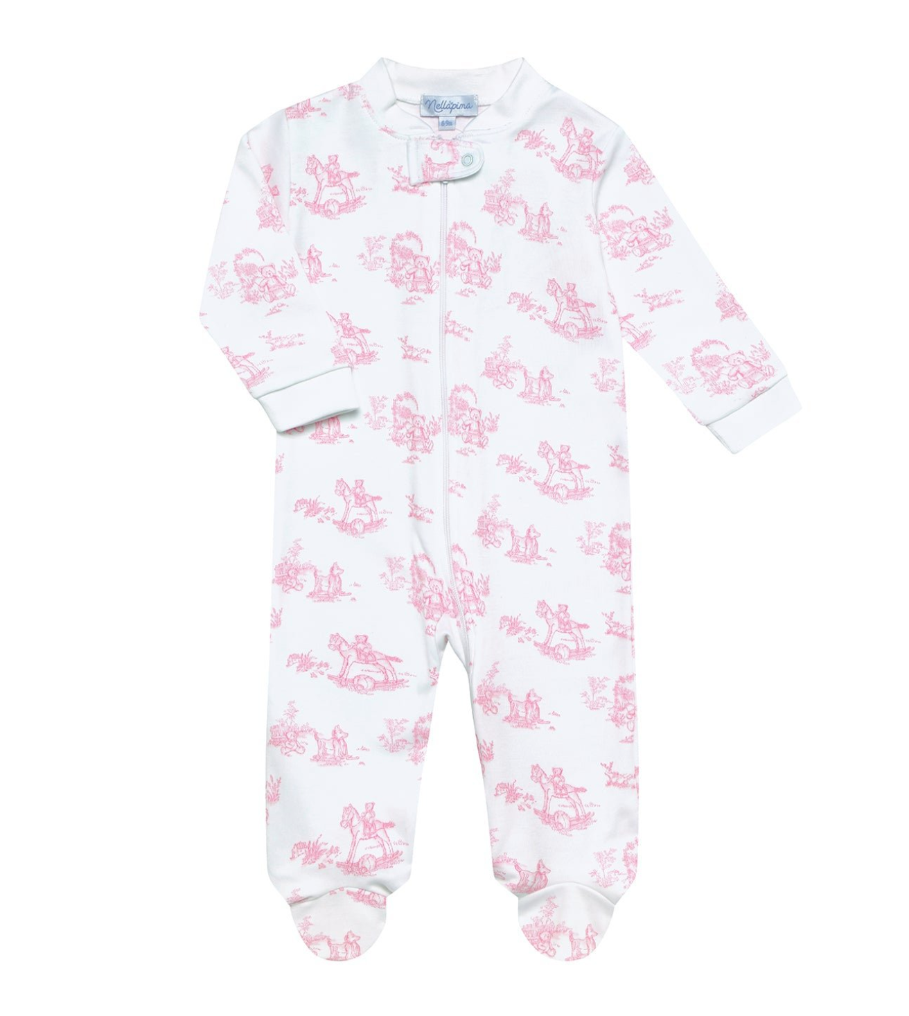Pink Toile Zipper Footie